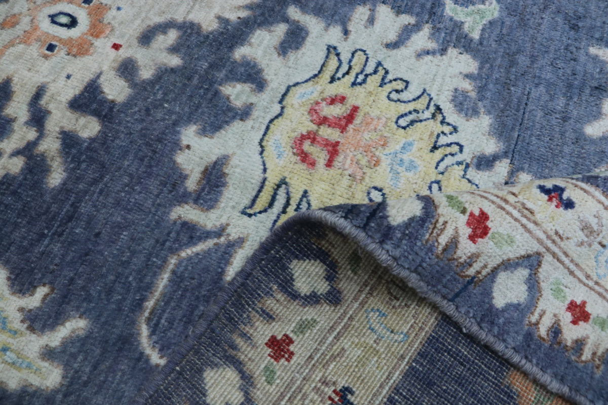 Detail view 9 of blue Chobi 35/40 handwoven wool rug, 8 x 10 ft