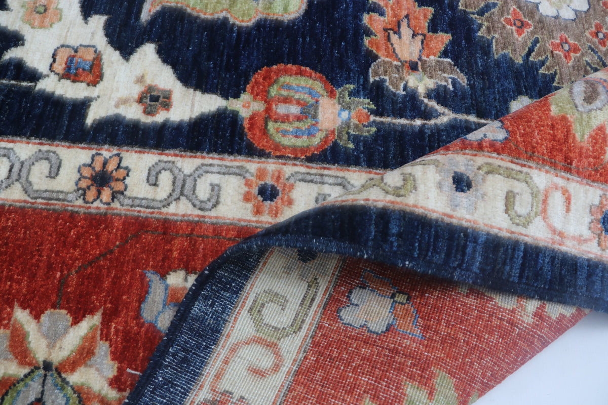 Detail view 9 of blue Chobi 35/40 handwoven wool rug, 9 x 12 ft