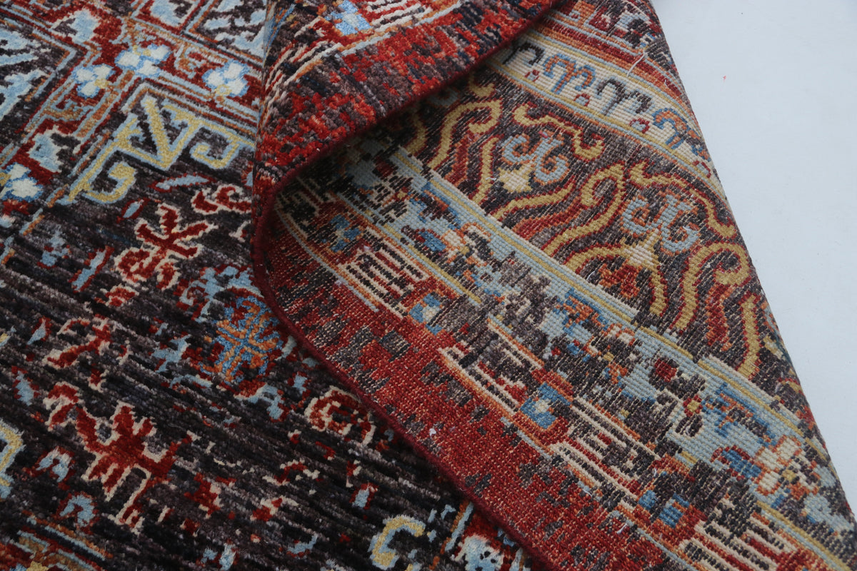 Detail view 9 of brown Chobi 35/40 handwoven wool rug, 7 x 10 ft