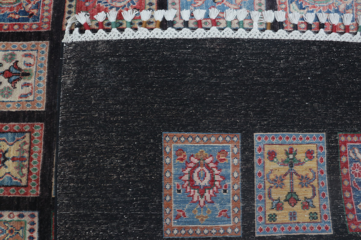 Detail view 7 of black Chobi 35/40 handwoven wool rug, 5.5 x 8 ft