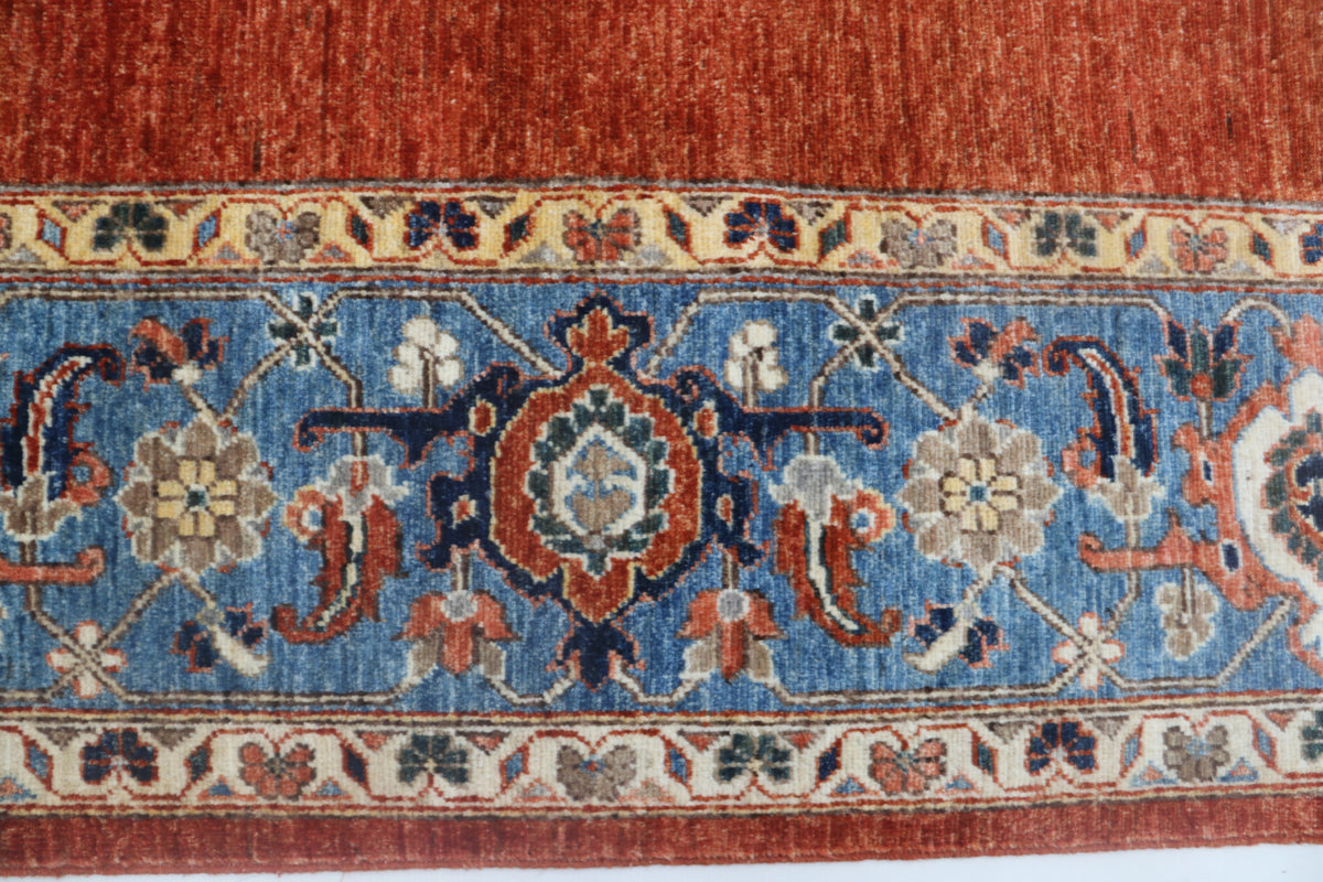 Detail view 3 of copper Chobi 35/40 handwoven wool rug, 8 x 10 ft