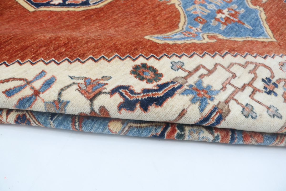 Detail view 7 of copper Chobi 35/40 handwoven wool rug, 8 x 10 ft