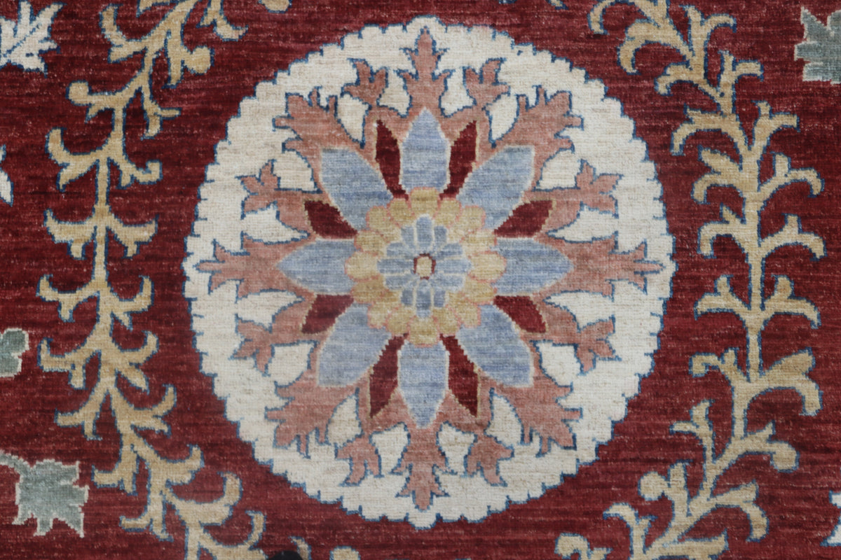 Detail view 5 of red Chobi 35/40 handwoven wool rug, 10 x 14 ft