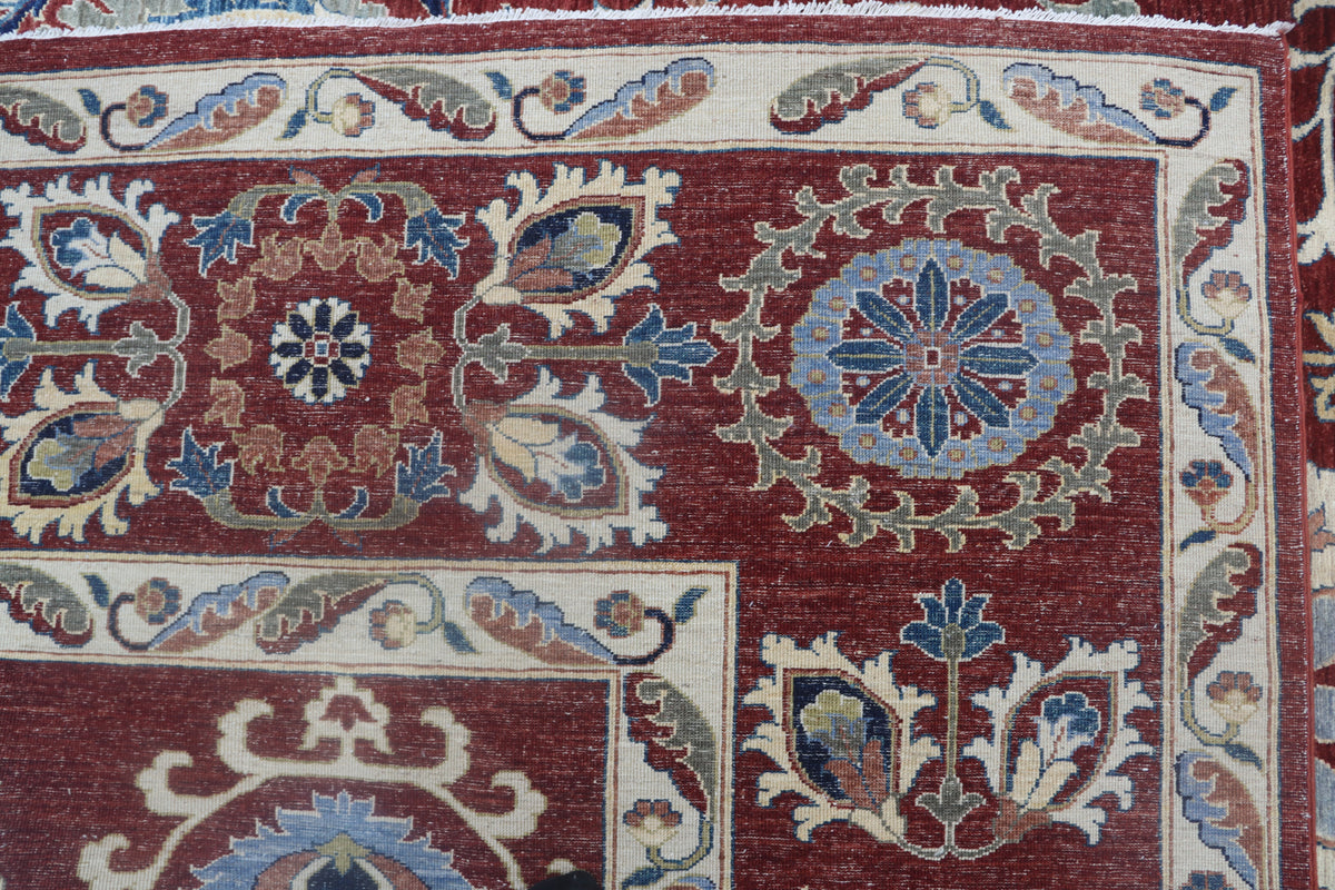 Detail view 7 of red Chobi 35/40 handwoven wool rug, 10 x 14 ft