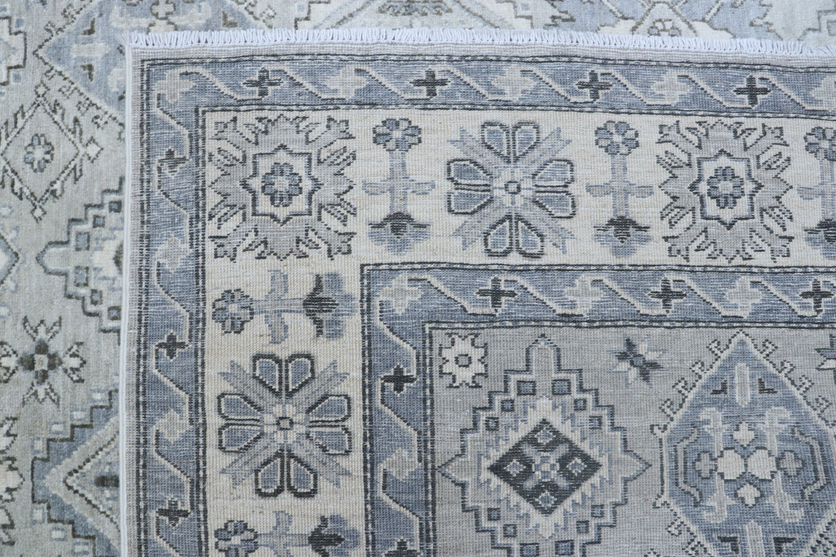 Detail view 7 of gray Chobi 35/40 handwoven wool rug, 6 x 9 ft