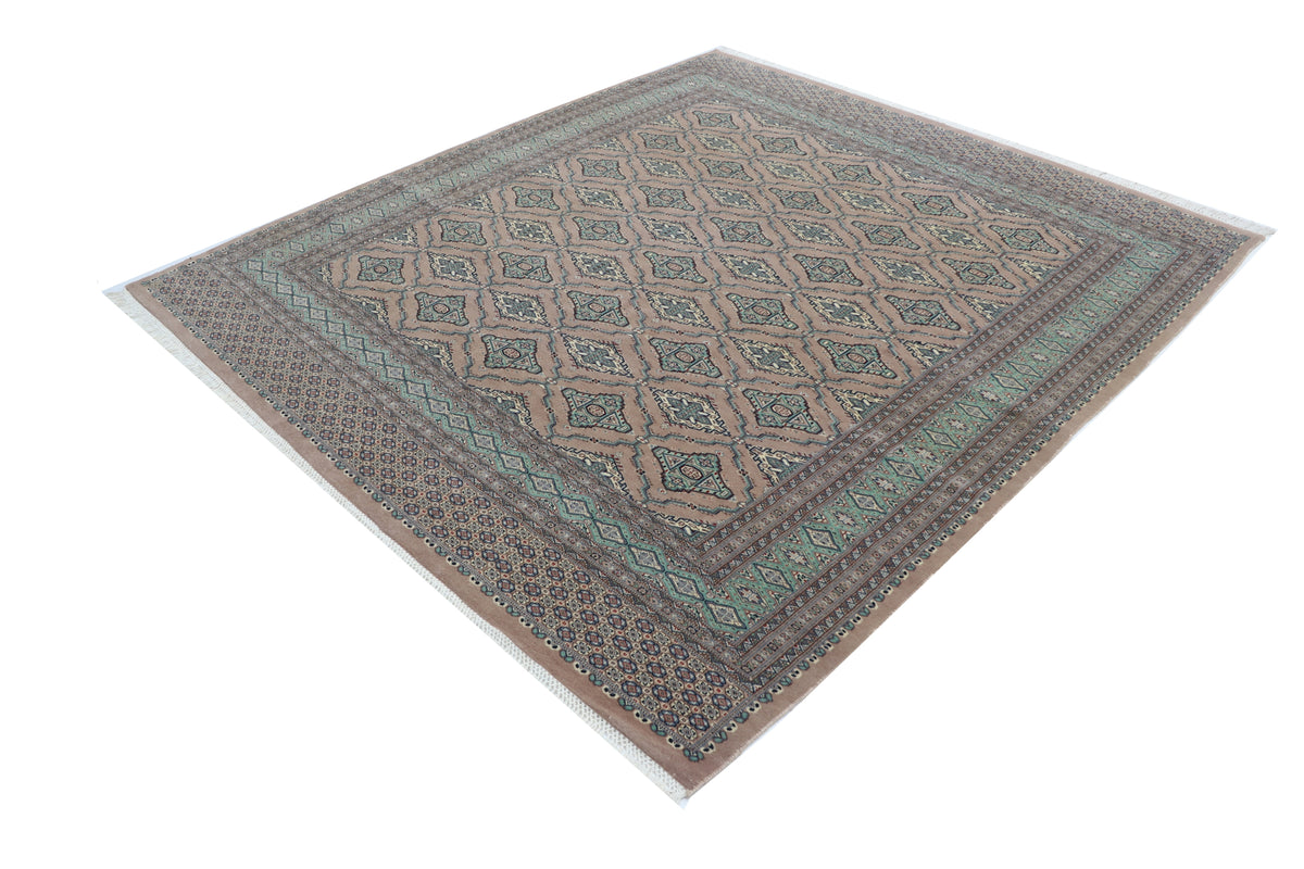 Detail view 2 of gray Fine Jaldaar handwoven wool rug, 7 x 8 ft