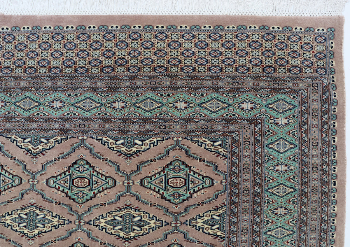 Detail view 4 of gray Fine Jaldaar handwoven wool rug, 7 x 8 ft