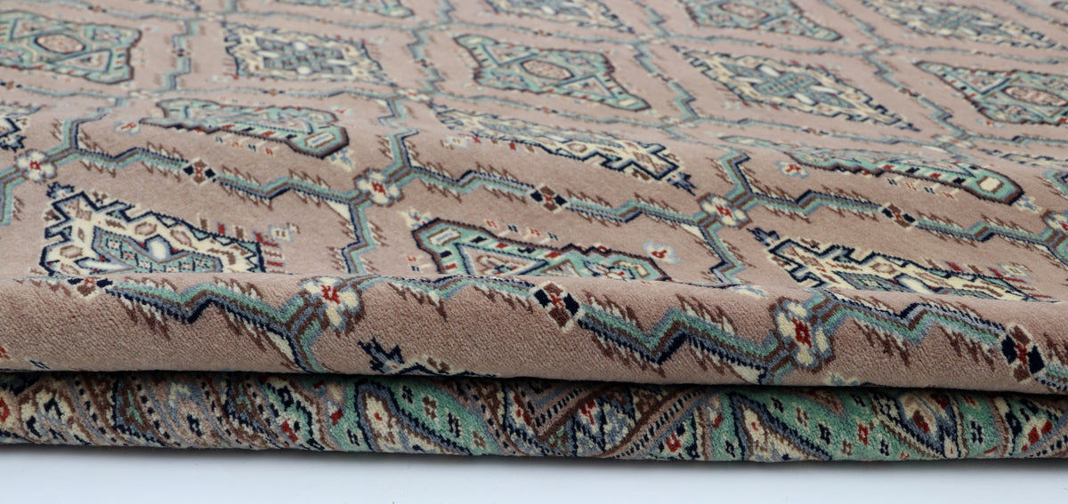 Detail view 7 of gray Fine Jaldaar handwoven wool rug, 7 x 8 ft