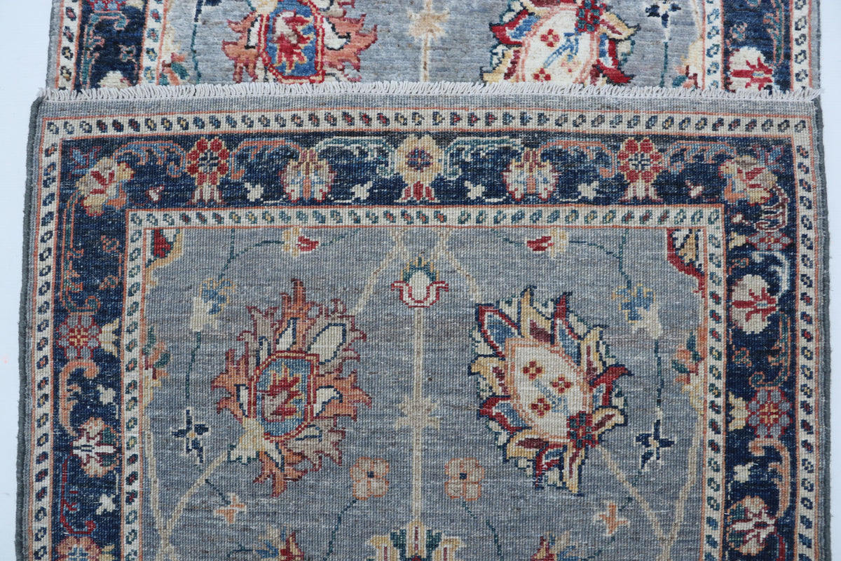 Detail view 7 of gray Chobi 35/40 handwoven wool rug, 3 x 26 ft