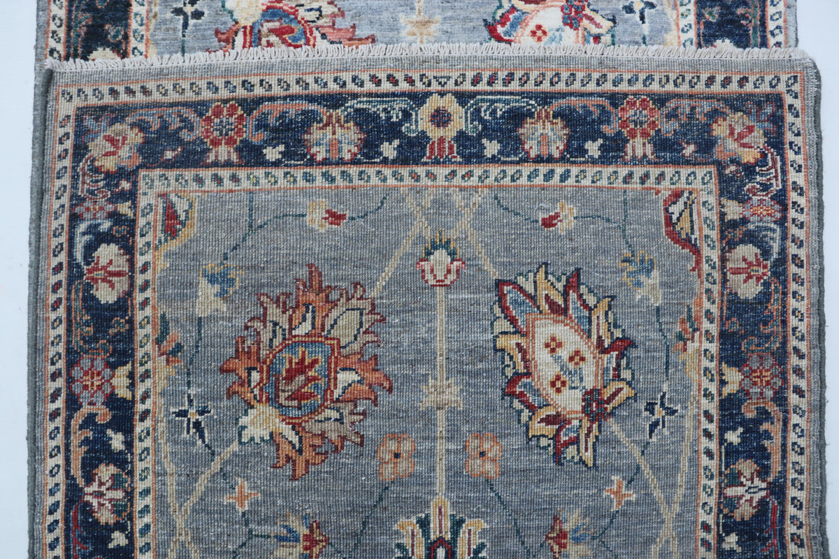 Detail view 7 of gray Chobi 35/40 handwoven wool rug, 3 x 26 ft