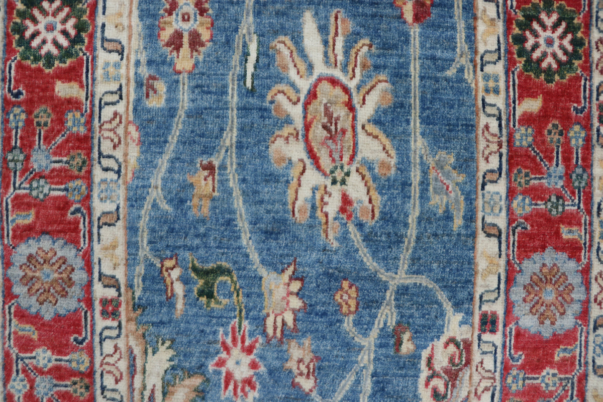Detail view 5 of blue Chobi 35/40 handwoven wool rug, 3 x 29 ft