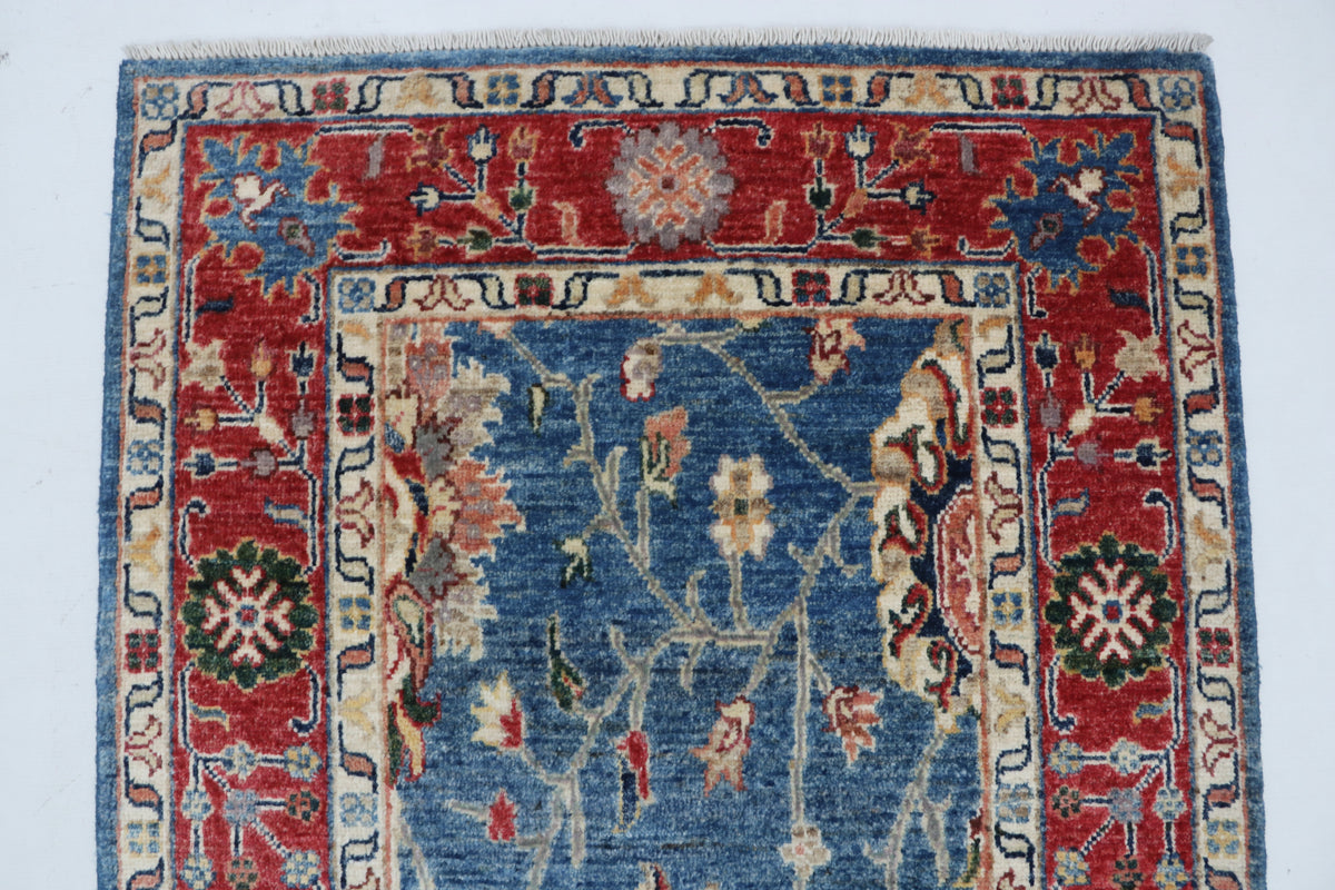 Detail view 6 of blue Chobi 35/40 handwoven wool rug, 3 x 29 ft