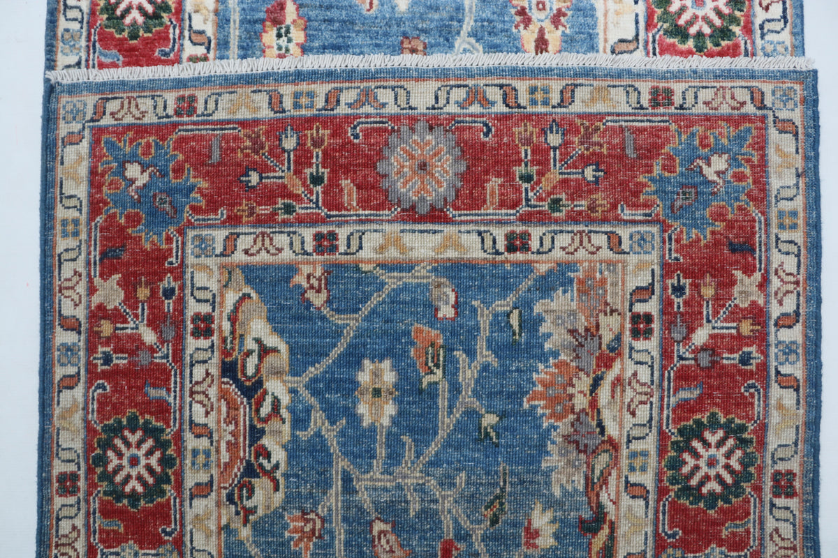 Detail view 7 of blue Chobi 35/40 handwoven wool rug, 3 x 29 ft
