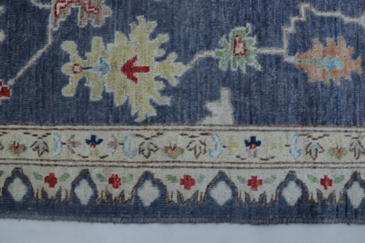 Detail view 4 of blue Chobi 35/40 handwoven wool rug, 8 x 10 ft