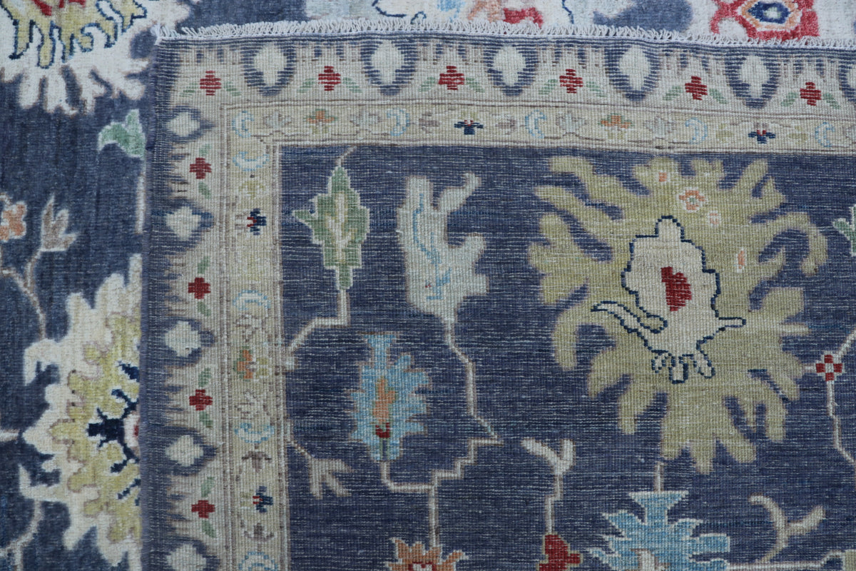 Detail view 7 of blue Chobi 35/40 handwoven wool rug, 8 x 10 ft