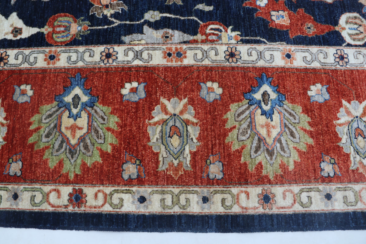 Detail view 4 of blue Chobi 35/40 handwoven wool rug, 9 x 12 ft