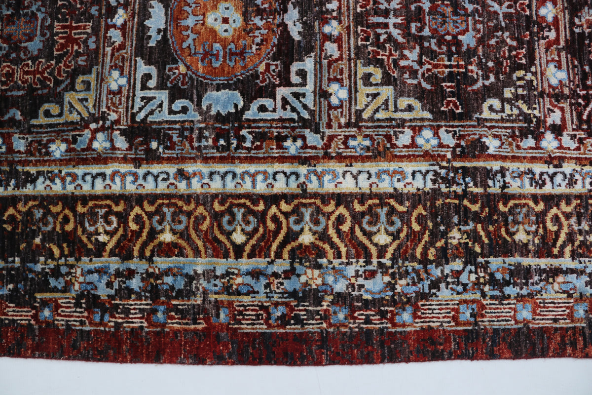 Detail view 4 of brown Chobi 35/40 handwoven wool rug, 7 x 10 ft
