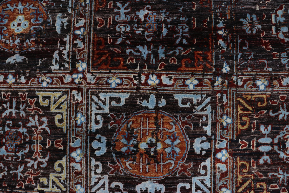Detail view 5 of brown Chobi 35/40 handwoven wool rug, 7 x 10 ft
