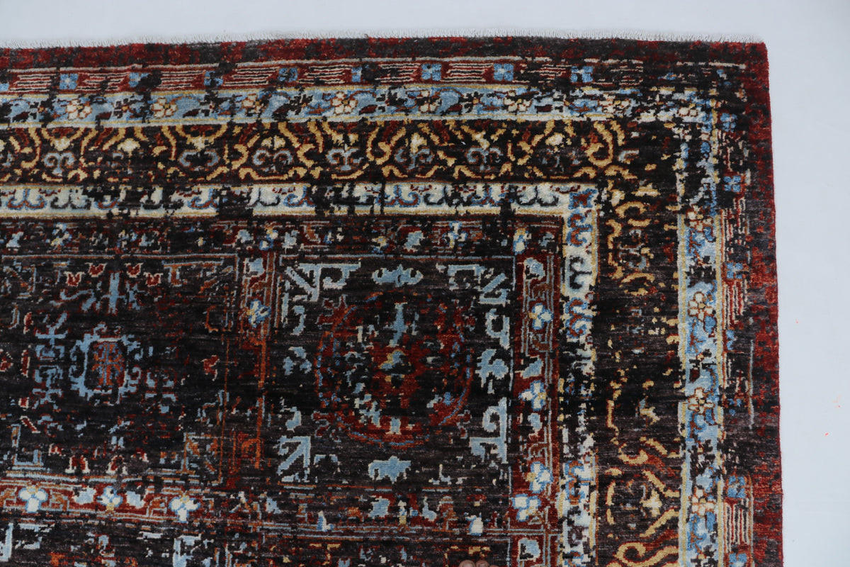 Detail view 6 of brown Chobi 35/40 handwoven wool rug, 7 x 10 ft