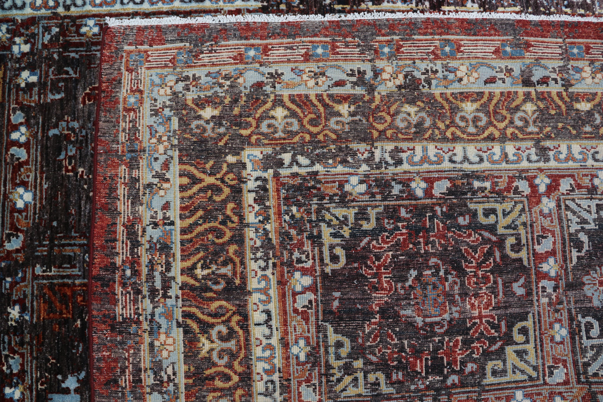Detail view 7 of brown Chobi 35/40 handwoven wool rug, 7 x 10 ft